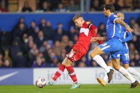 Photo for Marcus Forss #21 of Middlesbrough has a shot at goal during the Sky Bet Championship match Birmingham City vs Middlesbrough at St Andrews, Birmingham, United Kingdom, 2nd January 202 - Royalty Free Image