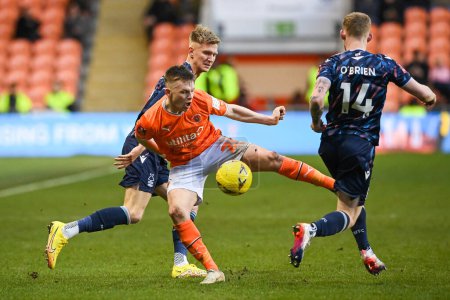 Photo for Andy Lyons #24 of Blackpool in action during the Emirates FA Cup Third Round match Blackpool vs Nottingham Forest at Bloomfield Road, Blackpool, United Kingdom, 7th January 202 - Royalty Free Image
