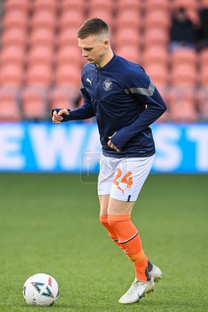 Photo for Andy Lyons #24 of Blackpool during the pre-game warmup ahead of the Emirates FA Cup Third Round match Blackpool vs Nottingham Forest at Bloomfield Road, Blackpool, United Kingdom, 7th January 202 - Royalty Free Image