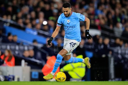Foto de Riyad Mahrez #26 of Manchester City on the ball during the Emirates FA Cup Third Round match Manchester City vs Chelsea at Etihad Stadium, Manchester, United Kingdom, 8th January 202 - Imagen libre de derechos