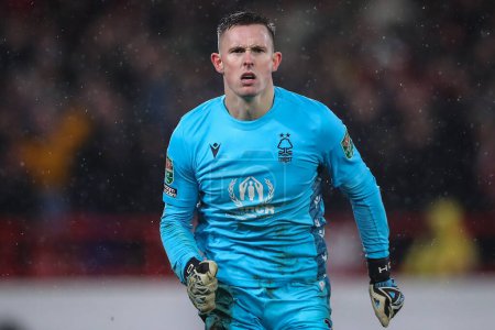 Photo for Dean Henderson #1 of Nottingham Forest during the Carabao Cup Quarter Final match Nottingham Forest vs Wolverhampton Wanderers at City Ground, Nottingham, United Kingdom, 11th January 202 - Royalty Free Image