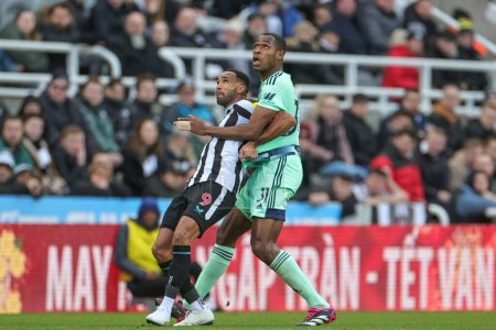 Photo for Issa Diop #31 of Fulham fouls Callum Wilson #9 of Newcastle United during the Premier League match Newcastle United vs Fulham at St. James's Park, Newcastle, United Kingdom, 15th January 202 - Royalty Free Image