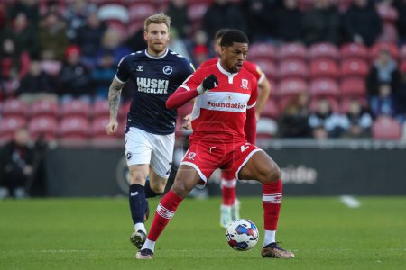 Téléchargez les photos : Chuba Akpom #29 of Middlesbrough on the ball during the Sky Bet Championship match Middlesbrough vs Millwall at Riverside Stadium, Middlesbrough, United Kingdom, 14th January 202 - en image libre de droit