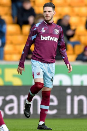 Photo for Declan Rice #41 of West Ham United of West Ham United warming up before the Premier League match Wolverhampton Wanderers vs West Ham United at Molineux, Wolverhampton, United Kingdom, 14th January 202 - Royalty Free Image