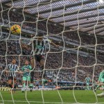 Alexander Isak #14 of Newcastle United scores a goal to make it 1-0 during the Premier League match Newcastle United vs Fulham at St. James's Park, Newcastle, United Kingdom, 15th January 2023