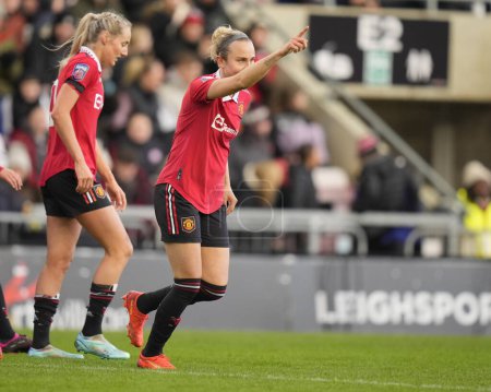 Photo for Martha Thomas #9 of Manchester United celebrates scoring to make it 5-0 during the The Fa Women's Super League match Manchester United Women vs Liverpool Women at Leigh Sports Village, Leigh, United Kingdom, 15th January 202 - Royalty Free Image