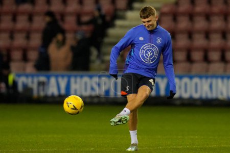 Foto de Alfie Doughty #45 of Luton Town warms up before the Emirates FA Cup match Third Round Replay Wigan Athletic vs Luton Town at DW Stadium, Wigan, United Kingdom, 17th January 202 - Imagen libre de derechos