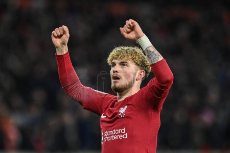 Photo for Harvey Elliott #19 of Liverpool celebrates his goal to make it 0-1 during the Emirates FA Cup Third Round Replay match Wolverhampton Wanderers vs Liverpool at Molineux, Wolverhampton, United Kingdom, 17th January 202 - Royalty Free Image