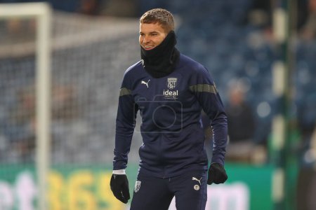 Photo for Conor Townsend #3 of West Bromwich Albion during the pre-game warm up ahead of the Emirates FA Cup Third Round Replay match West Bromwich Albion vs Chesterfield at The Hawthorns, West Bromwich, United Kingdom, 17th January 202 - Royalty Free Image