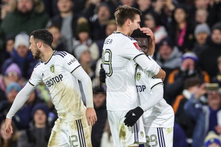Photo for Wilfried Gnonto #29 of Leeds United celebrates his goal to make it 3-0 during the Emirates FA Cup Third Round replay Leeds United vs Cardiff City at Elland Road, Leeds, United Kingdom, 18th January 202 - Royalty Free Image