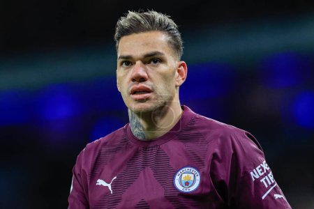 Photo for Ederson #31 of Manchester City during the Premier League match Manchester City vs Tottenham Hotspur at Etihad Stadium, Manchester, United Kingdom, 19th January 202 - Royalty Free Image