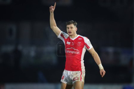 Photo for Sam Wood #24 of Hull KR reacts during the Rugby League Pre Season match Featherstone Rovers vs Hull KR at The Milennium Stadium, Featherstone, United Kingdom, 20th January 202 - Royalty Free Image