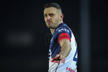 Photo for Craig Hall #4 of Featherstone Rovers playing his testimonial game during the Rugby League Pre Season match Featherstone Rovers vs Hull KR at The Milennium Stadium, Featherstone, United Kingdom, 20th January 202 - Royalty Free Image