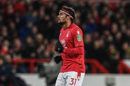 Photo for Gustavo Scarpa #31 of Nottingham Forest during the Carabao Cup Semi-Finals match Nottingham Forest vs Manchester United at City Ground, Nottingham, United Kingdom, 25th January 202 - Royalty Free Image