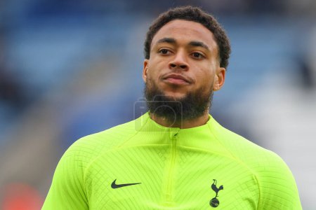 Photo for Arnaut Danjuma #16 of Tottenham Hotspur during the pre-game warm up ahead of the Premier League match Leicester City vs Tottenham Hotspur at King Power Stadium, Leicester, United Kingdom, 11th February 202 - Royalty Free Image