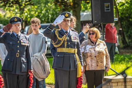 Photo for Veterans and members of 617 Squadron and the Royal Air Force attend a service of remembrance for the 80th Anniversary of the Dambusters Raid at the memorials in Woodhall Spa Lincolnshire, Woodhall Spa, United Kingdom, 20th May 202 - Royalty Free Image