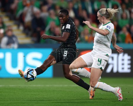 Téléchargez les photos : Asisat Oshoala du Nigeria tire lors de la Coupe du Monde Féminine 2023 du Groupe B Irlande Femmes vs Nigéria Femmes au Suncorp Stadium, Brisbane, Australie, 31 juillet 2023 - en image libre de droit