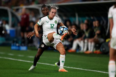 Photo for Lily Agg of Ireland and Lily Agg of Ireland compete for the ball during the FIFA Women's World Cup 2023 Group B  match Ireland Women vs Nigeria Women at Suncorp Stadium, Brisbane, Australia, 31st July 2023 - Royalty Free Image