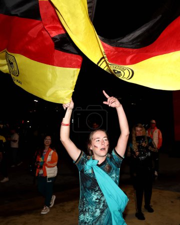 Photo for A fan of Germany prior to the FIFA Women's World Cup 2023 Group H South Korea Women vs Germany Women at Brisbane Stadium, Brisbane, Australia, 3rd August 2023 - Royalty Free Image