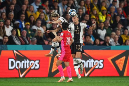 Photo for Alexandra Popp #11 of Germany heads the ball clear during the FIFA Women's World Cup 2023 Group H South Korea Women vs Germany Women at Adelaide Oval, Adelaide, Australia, 3rd August 2023 - Royalty Free Image