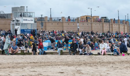 Photo for The crowd gathers ahead of the show, during Rhyl Air Show 2023 at Rhyl Seafront, Rhyl, United Kingdom, 27th August 2023 - Royalty Free Image