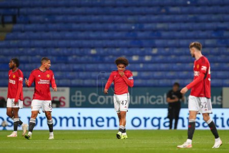 Photo for Shola Shoretire #47 of Manchester United reacts to going 1-0 down during the EFL Trophy match Bolton Wanderers vs Manchester United U21 at Toughsheet Community Stadium, Bolton, United Kingdom, 26th September 2023 - Royalty Free Image