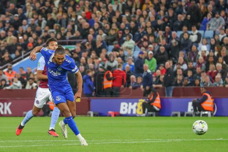 Photo for Dominic Calvert-Lewin #9 of Everton scores a goal to make it 0-2 during the Carabao Cup Third Round match Aston Villa vs Everton at Villa Park, Birmingham, United Kingdom, 27th September 202 - Royalty Free Image