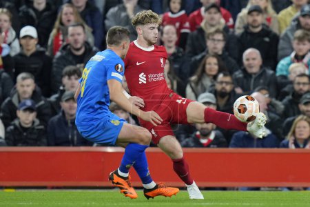 Photo for Harvey Elliott #19 of Liverpool controls the ball during the UEFA Europa League match Liverpool vs Union Saint-Gilloise at Anfield, Liverpool, United Kingdom, 5th October 202 - Royalty Free Image
