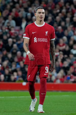 Photo for Darwin Nez #9 of Liverpool during the UEFA Europa League match Liverpool vs Union Saint-Gilloise at Anfield, Liverpool, United Kingdom, 5th October 2023 - Royalty Free Image