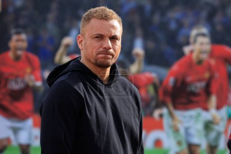 Photo for Ex-United player Wes Brown attends the tribute to the late Sir Bobby Charlton outside of Old Trafford, Manchester, United Kingdom, 23rd October 2023 - Royalty Free Image