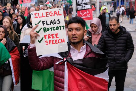 Photo for People take to the streets of Newcastle as part of the Palestinian Solidarity Campaign March at Newcastle City Centre, Newcastle, United Kingdom, 28th October 2023 - Royalty Free Image