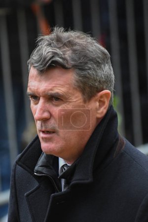Téléchargez les photos : L'ancien joueur de Manchester United Roy Keane assiste aux funérailles de Sir Bobby Charltons à la cathédrale de Manchester, Manchester, Royaume-Uni, 13 novembre 2023 - en image libre de droit