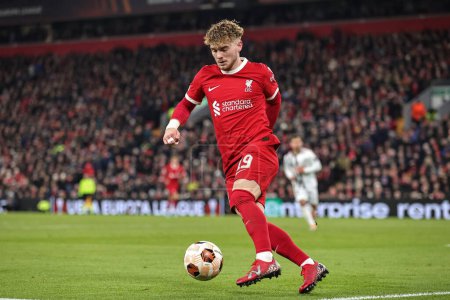Photo for Harvey Elliott #19 of Liverpool in action during the UEFA Europa League match Liverpool vs LASK at Anfield, Liverpool, United Kingdom, 30th November 2023 - Royalty Free Image