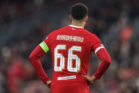 Photo for Trent Alexander-Arnold #66 of Liverpool during the UEFA Europa League match Liverpool vs LASK at Anfield, Liverpool, United Kingdom, 30th November 2023 - Royalty Free Image