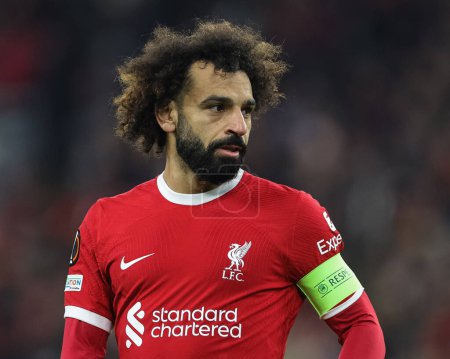 Téléchargez les photos : Mohamed Salah # 11 de Liverpool lors du match de l'UEFA Europa League Liverpool vs LASK à Anfield, Liverpool, Royaume-Uni, 30 novembre 2023 - en image libre de droit