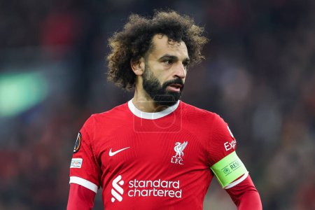 Téléchargez les photos : Mohamed Salah # 11 de Liverpool lors du match UEFA Europa League Group E Liverpool vs LASK à Anfield, Liverpool, Royaume-Uni, 30 novembre 2023 - en image libre de droit