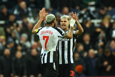 Photo for Joelinton #7 of Newcastle United celebrates his goal to make it 1-0 during the UEFA Champions League match Newcastle United vs AC Milan at St. James's Park, Newcastle, United Kingdom, 13th December 2023 - Royalty Free Image