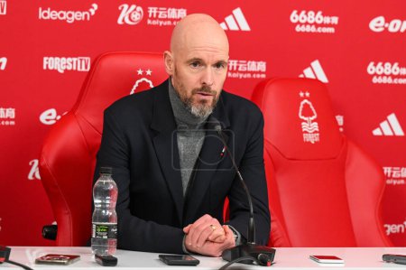 Photo for Erik ten Hag Manager of Manchester United during his post match press conference after the Premier League match Nottingham Forest vs Manchester United at City Ground, Nottingham, United Kingdom, 30th December 202 - Royalty Free Image