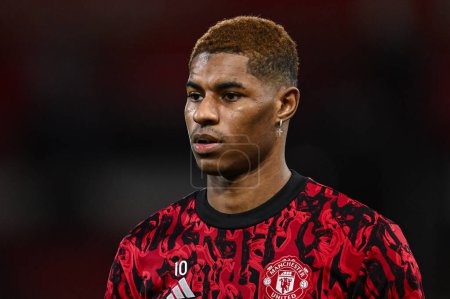 Photo for Marcus Rashford of Manchester United during the pre-game warmup ahead the Premier League match Nottingham Forest vs Manchester United at City Ground, Nottingham, United Kingdom, 30th December 202 - Royalty Free Image
