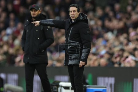 Photo for Unai Emery manager of Aston Villa gives his team instructions during the Premier League match Aston Villa vs Burnley at Villa Park, Birmingham, United Kingdom, 30th December 202 - Royalty Free Image
