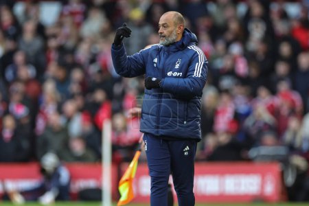Photo for Nuno Esprito Santo manager of Nottingham Forest gives his team instructions during the Emirates FA Cup  Third Round match Nottingham Forest vs Blackpool at City Ground, Nottingham, United Kingdom, 7th January 2024 - Royalty Free Image