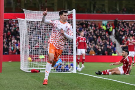 Photo for Albie Morgan of Blackpool celebrates his goal to make it 0-2 during the Emirates FA Cup  Third Round match Nottingham Forest vs Blackpool at City Ground, Nottingham, United Kingdom, 7th January 202 - Royalty Free Image