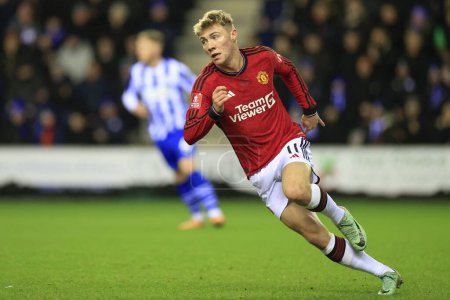 Photo for Rasmus Hojlund of Manchester United during the Emirates FA Cup Third Round match Wigan Athletic vs Manchester United at DW Stadium, Wigan, United Kingdom, 8th January 2024 - Royalty Free Image