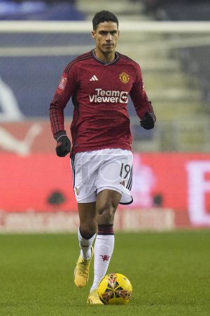 Photo for Raphal Varane of Manchester United during the Emirates FA Cup Third Round match Wigan Athletic vs Manchester United at DW Stadium, Wigan, United Kingdom, 8th January 2024 - Royalty Free Image