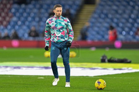 Photo for Jordan Clark of Luton Town during the pre-game warm up ahead of the Premier League match Burnley vs Luton Town at Turf Moor, Burnley, United Kingdom, 12th January 2024 - Royalty Free Image