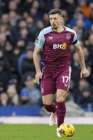 Photo for Clement Lenglet of Aston Villa during the Premier League match Everton vs Aston Villa at Goodison Park, Liverpool, United Kingdom, 14th January 2024 - Royalty Free Image