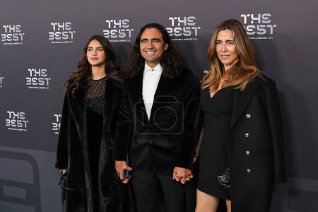 Photo for Elisabetta Sorin, Juan Pablo Sorin and Sol Alac arrive on the Green Carpet ahead of The Best FIFA Football Awards 2023 at Apollo Theatre , London, United Kingdom, 15th January 2024 - Royalty Free Image