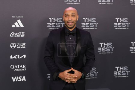 Photo for Thierry Henry arrives on the Green Carpet ahead of The Best FIFA Football Awards 2023 at Apollo Theatre, London, United Kingdom, 15th January 2024 - Royalty Free Image