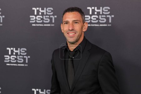 Photo for Maxi Rodriguez  arrives on the Green Carpet ahead of The Best FIFA Football Awards 2023 at Apollo Theatre, London, United Kingdom, 15th January 2024 - Royalty Free Image