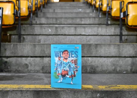 Photo for Santiago Bueno of Wolverhampton Wanderers on cover of match day program in stands of Molineux, during Emirates FA Cup Third Round Replay match Wolverhampton Wanderers vs Brentford at Molineux, Wolverhampton, United Kingdom, 16th January 2024 - Royalty Free Image